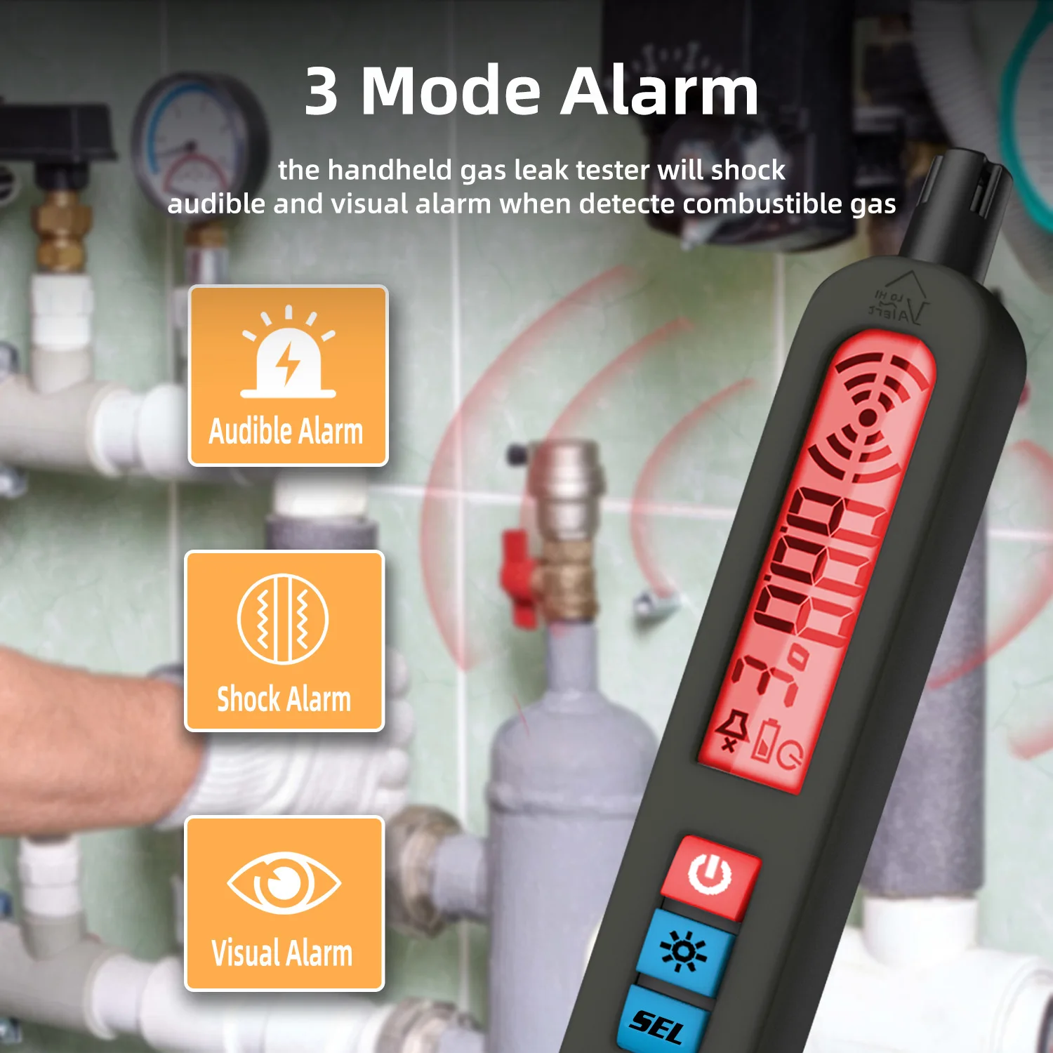 G1 Professional Gas Leak Detector Natural Co2 Alcohol LPG Methane Analyzer with Audible Visual Alarm