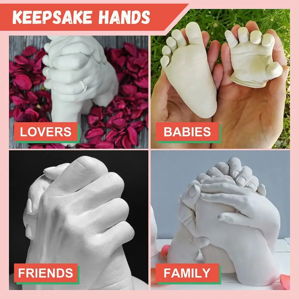 Handprint Impression Set Premium 3d Family Hand Mold Plaster Kit Personalized Keepsake Handprint Material Set for Whole Family