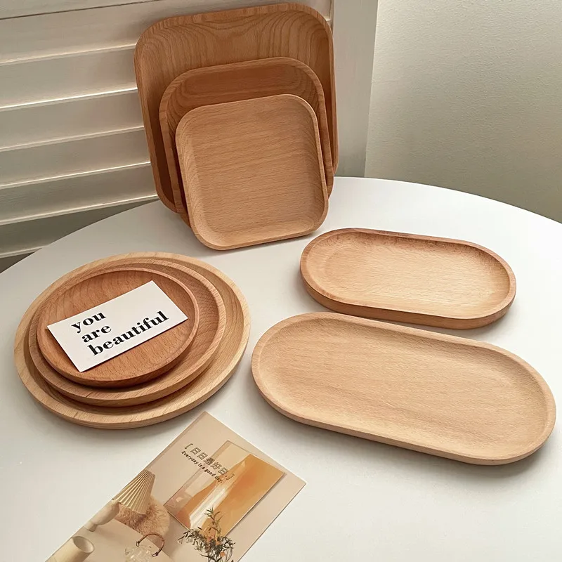 

Ins-style Wooden Tray, Round, Oval, Square, Storage Trays, Nordic Jewelry Display Plate, Organizer Dish, Photo Props