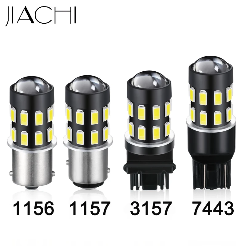 

jiachi 2PCS Cool White Color Light 3157 Led Car Bulb 3156 P27W P27/7W T25 Socket Auto Automotive Reverse Signal Brake Lamp
