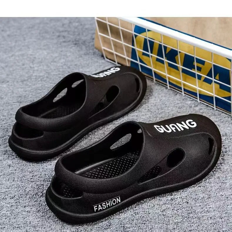 Men's Summer Themed Breathable Thick Bottom Anti-Slip Sandals Fashionable Beach Shoes Waterproof Slippers Casual Style PU Mat...