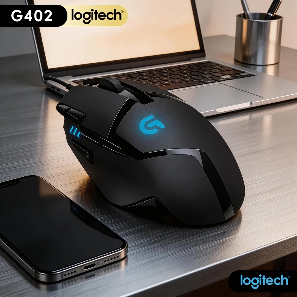 Logitech G402 USB Wired Gaming Mouse Four DPI Preset Profiles 32‑Bit ARM Chipset For Desktop FPS Shooting Game Enthusiasts Use