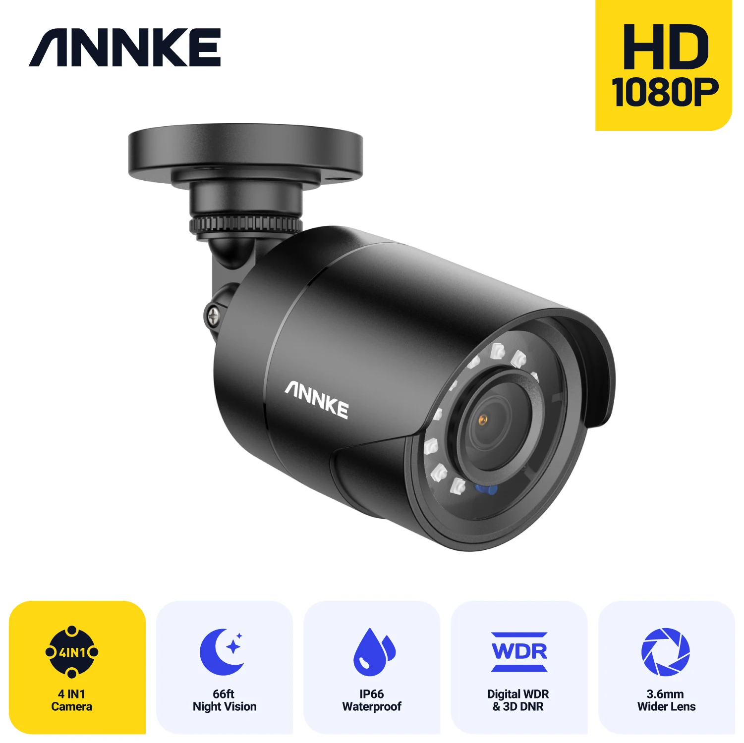 Annke 2MP Full Colour Camera 1080P TVI AHD CVI CVBS Full HD Security Camera Night Vision Outdoor Surveillance CCTV Bullet Camera