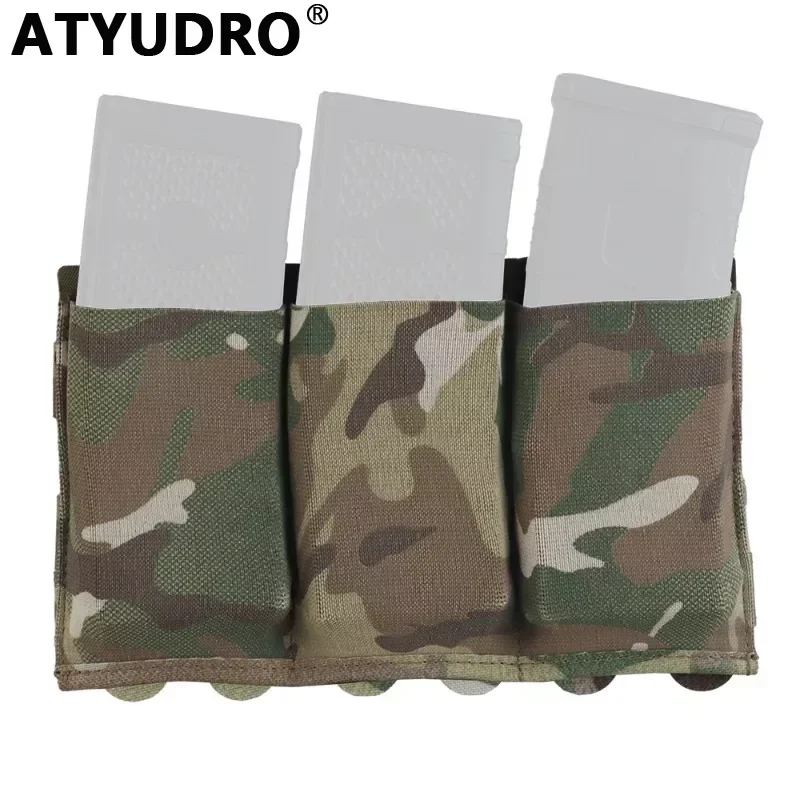 

ATYUDRO Tactical 5.56/7.62mm Lightweight Elastic Triple Mag Pouch Hunting CS Wargame Molle System Accessories Waist Bag Holster