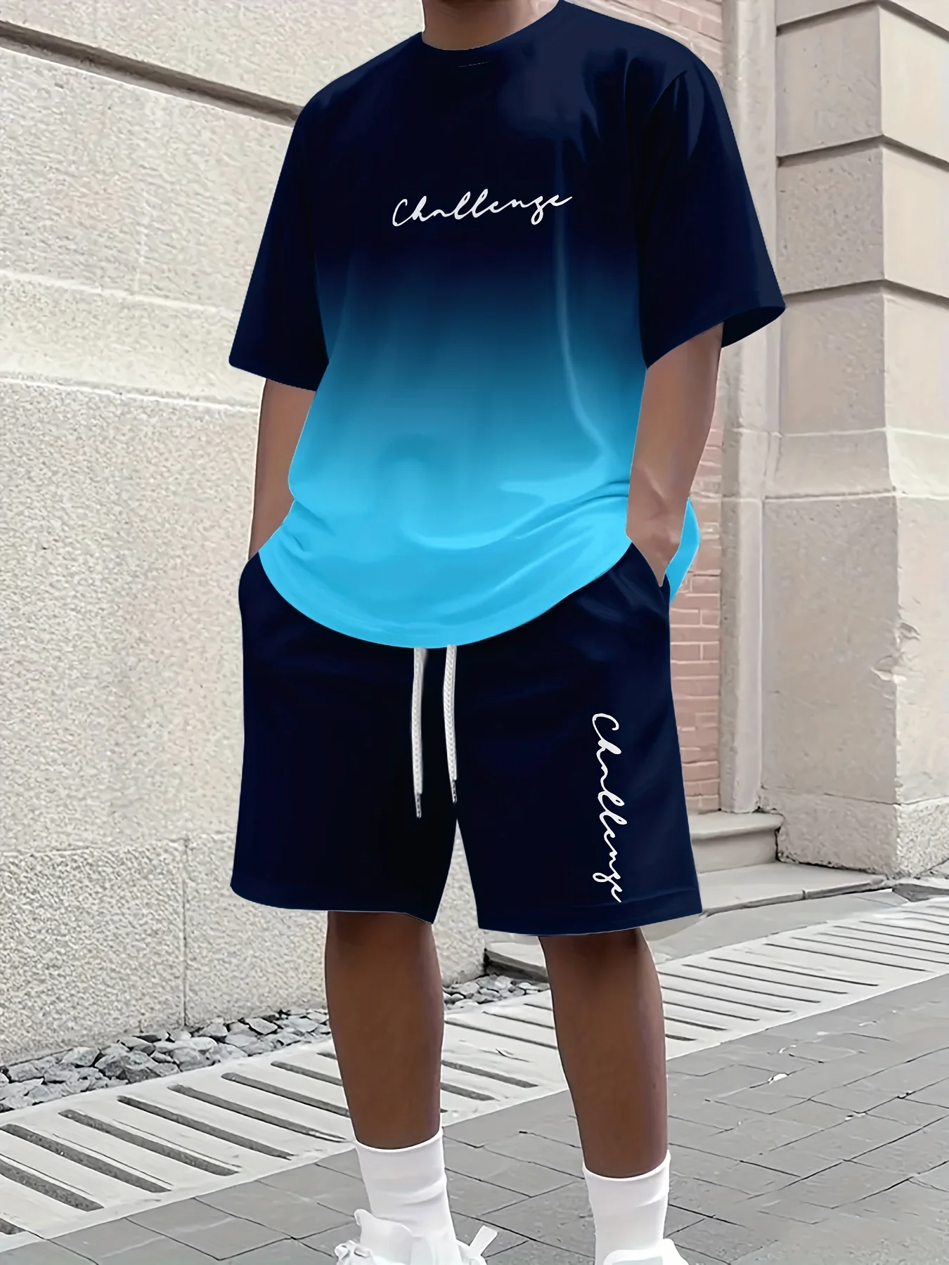 

Summer Men's Fashionable Casual Short Sleeved Shorts 3D Printed Set Outdoor Activity