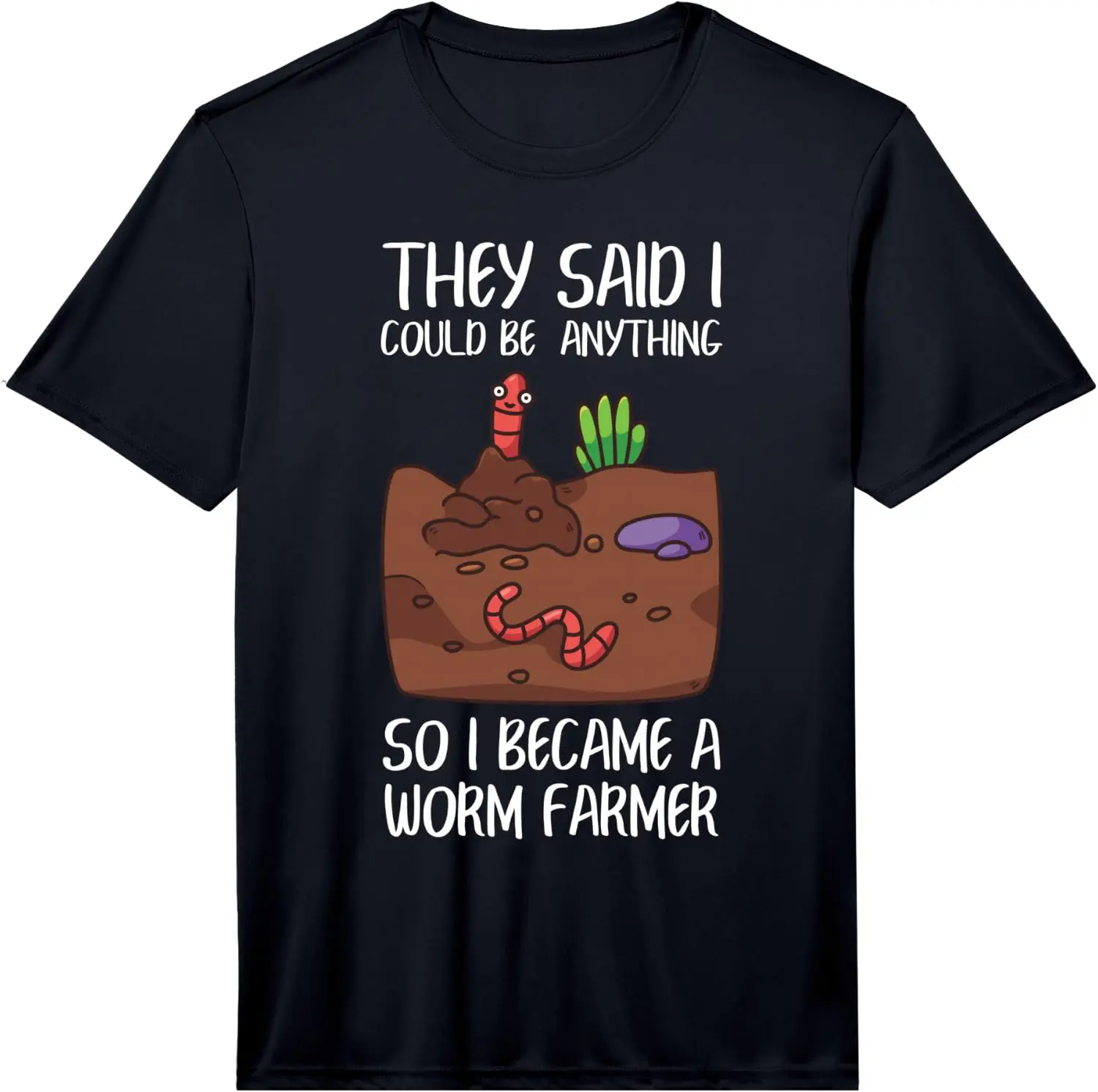 Worm Farmer Funny Vermicomposting Farm Earthworm Humor Performance T-Shirt 100% Cotton Trendy Y2K Short-Sleeve Tee – Soft,