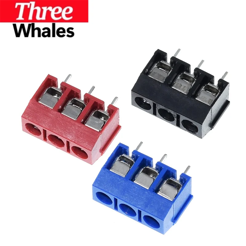 10PCS KF301- 3P screw 5.0mm terminals-block 3 Pin Spliceable terminals-block Connector Black Red And Blue Electronic component