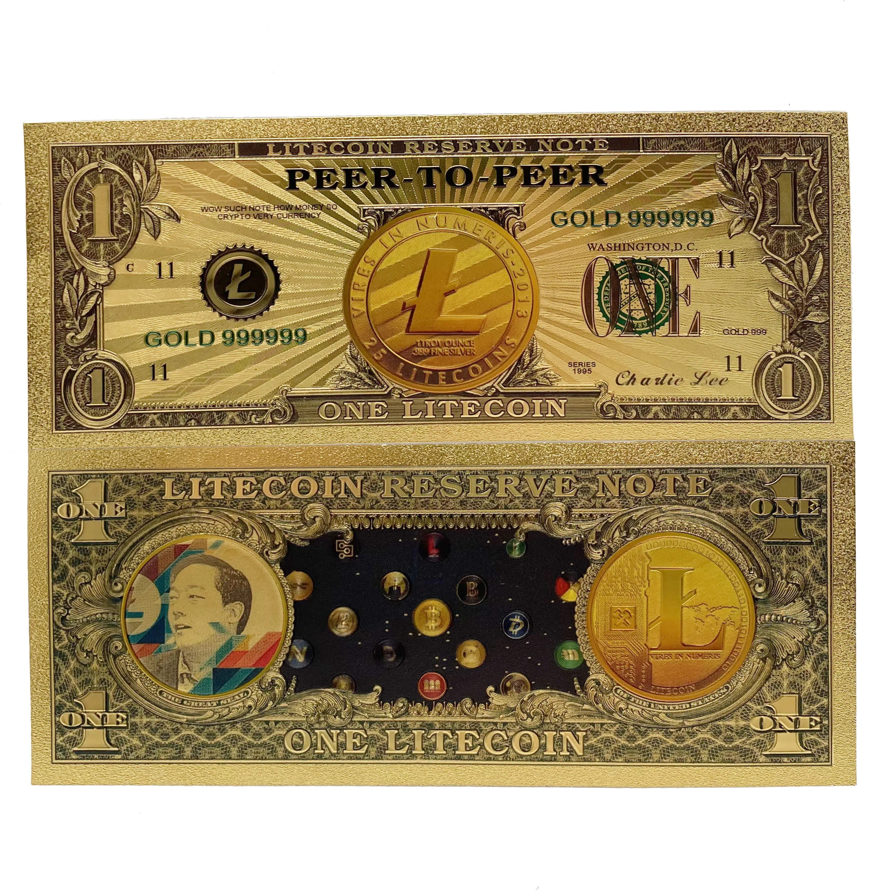 1 قطعة جديد Litecoin الذهبي الأوراق النقدية المادية التذكارية LTC عملة التشفير بطاقات ذهبية قابلة للجمع العملة الرقمية الهدايا الإبداعية