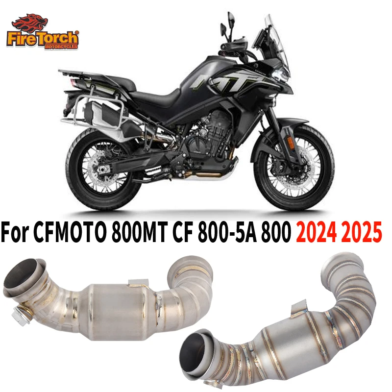 

Slip On For CFMOTO 800MT CF 800-5A 800 MT 2024 2025 Motorcycle Exhaust Escape Moto System With O2 Sensor Middle Link Pipe