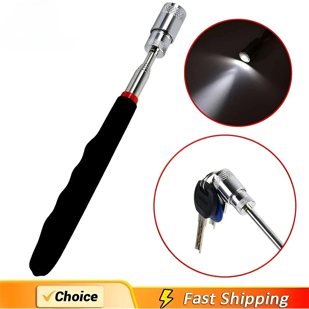 Telescopic Magnetic Pen Extendable Pickup Rod Stick with Light Mini Portable Magnet Pick Up Tool for Picking Up Screws Nut Bol