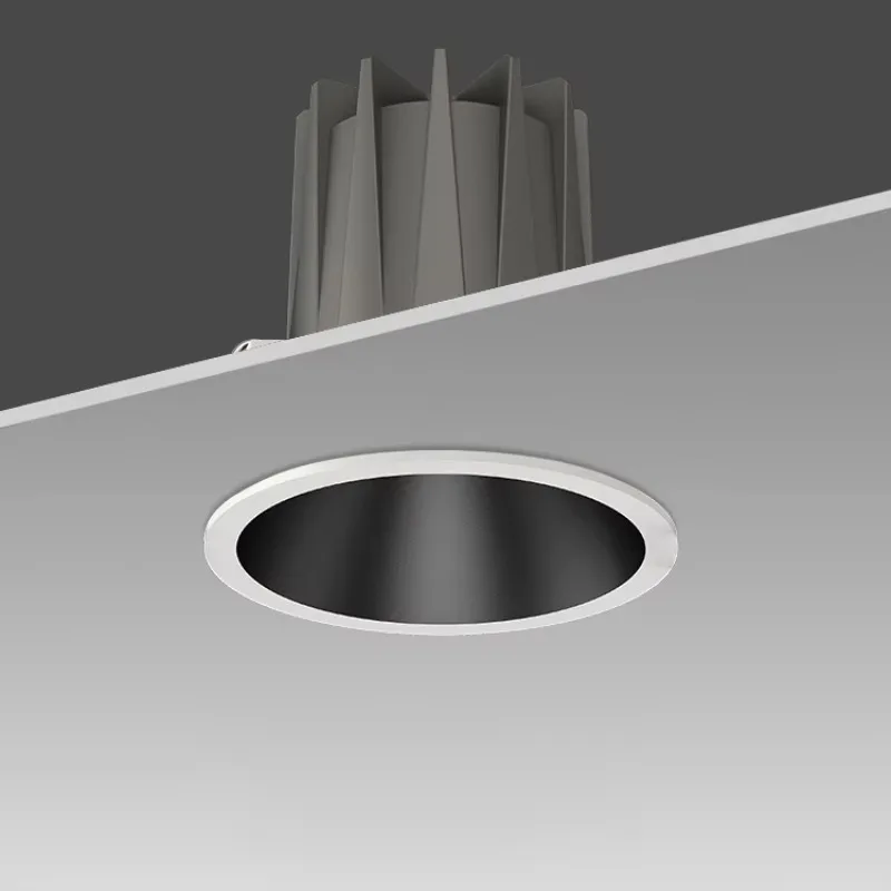 Indoor Hotel Project Aluminum Enclosure Round Embedded Light Emitting Diode Ceiling Spotlight