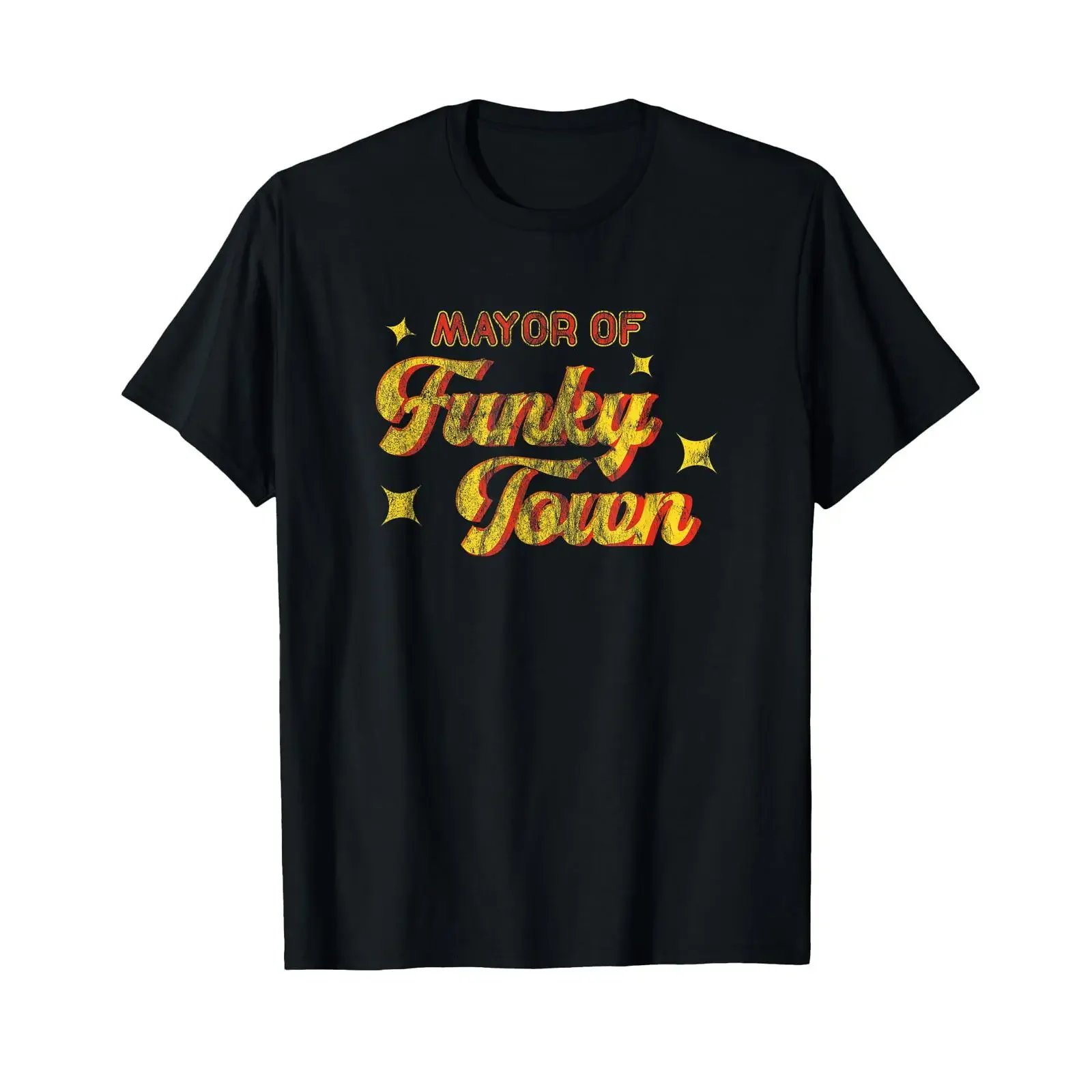 Mayor of Funky Town 1970s Disco Funk 70s Retro T Shirt vintage Washed Unisex Comfortable Stretched Casual Breathable Stylish