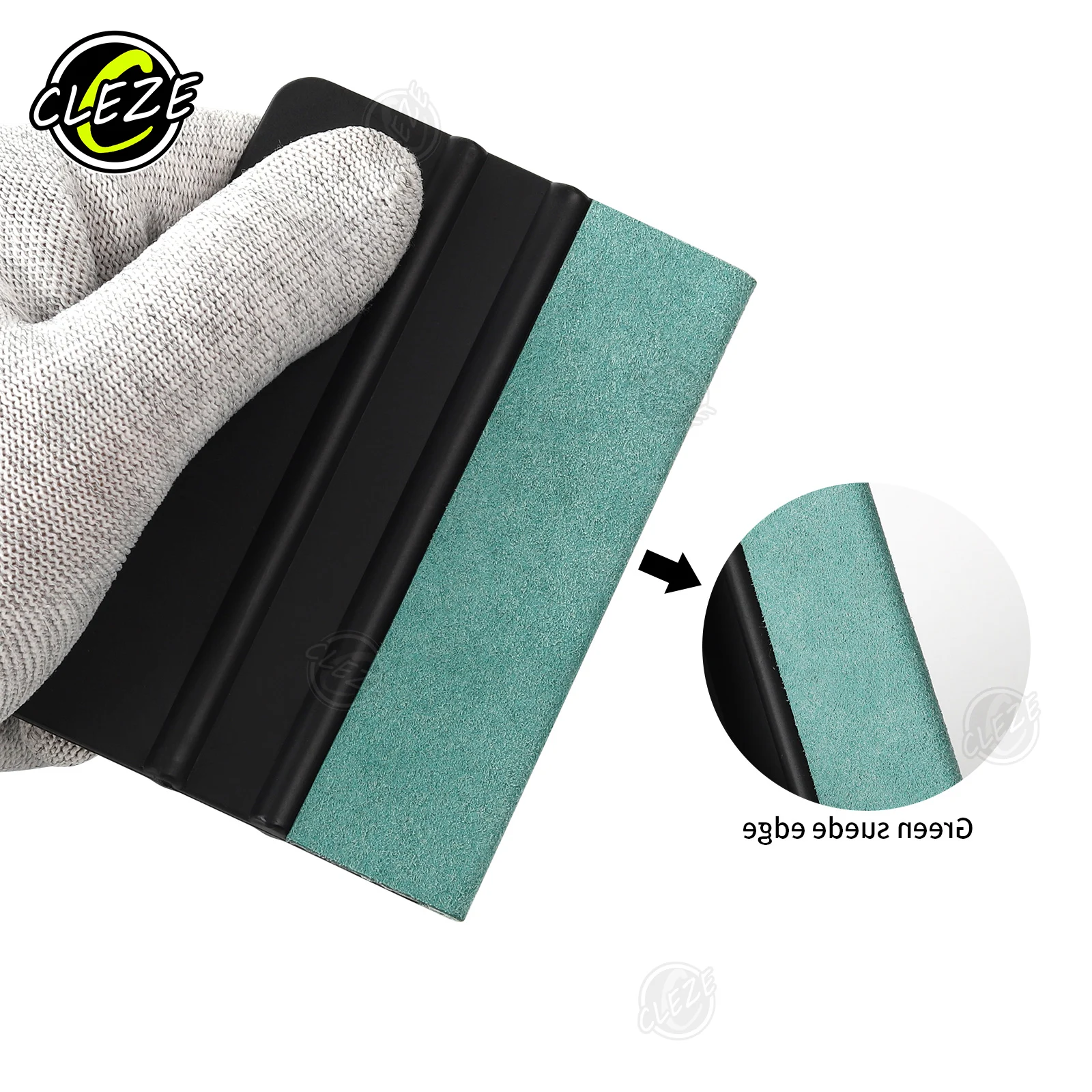 CLEZE Vinyl Wrap Squeegee with Suede Felt Edge Plastic Scraper Tool for Car Wrapping PPF Window Tint Film Installation Car Care