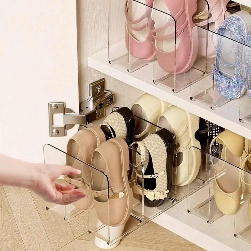 

Large Capacity 4 Grids Shoe Storage Rack Plastic Space Saving Baby Shoe Rack Vertical Free Standing Shoe Organizer for Home