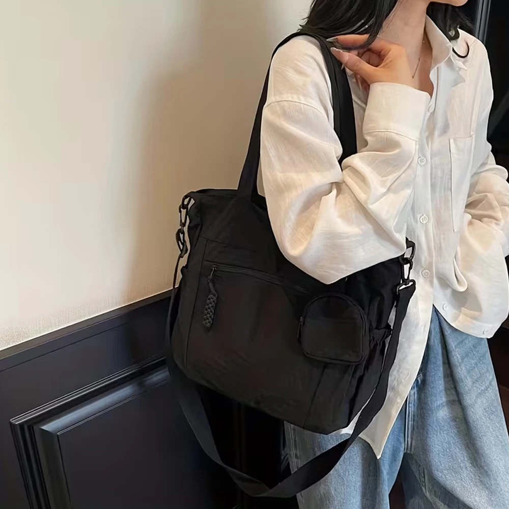 Einfache und stilvolle Damen-Umhängetasche mit verstellbarem Schultergurt, Reißverschluss, mehreren Taschen, multifunktional, lässige leichte Umhängetasche/Handtasche, geeignet für den täglichen Arbeitsweg, Einkäufe und Ausflüge. – Detail 8