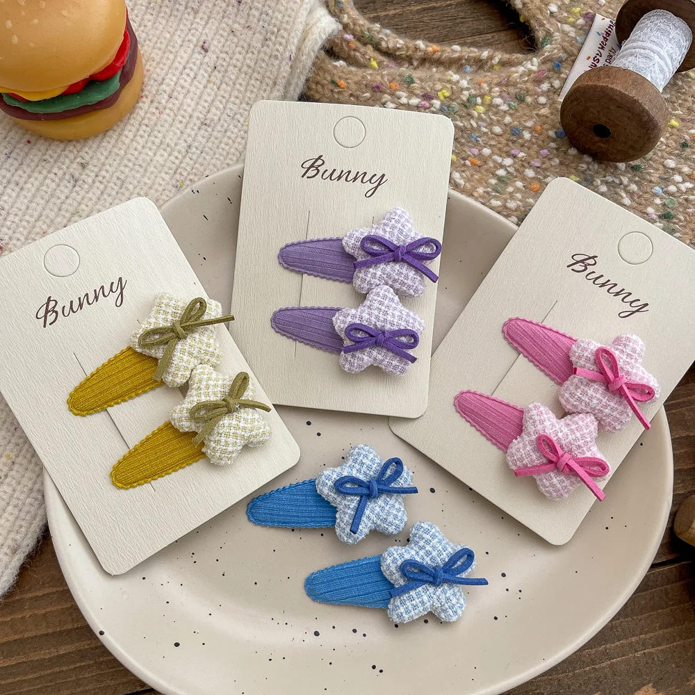 2 قطعة مقاطع الشعر للأطفال حزمة الكورية الخماسي Kawaii الحلو تنوعا القوس دبابيس الشعر عالية الجودة إكسسوارات الشعر لفتاة