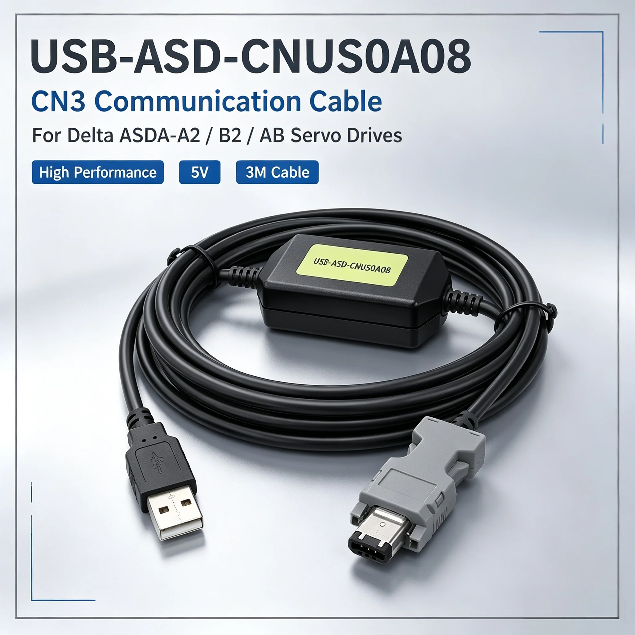 Delta Servo Communication Cable 3M USB-CN3 CH340 Programming Download Wire for ASDA-A2 ASDA-B2 ASDA-AB USB-ASD-CNUS0A08