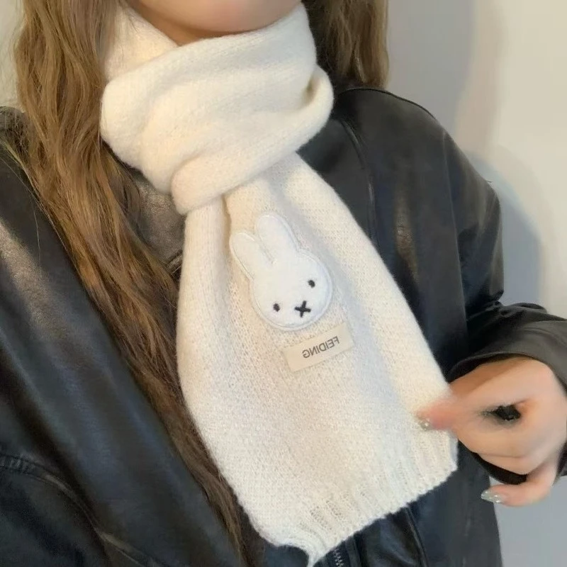

Новый Kawaii Miffy мультфильм маленький кролик медведь вязаный шарф теплый милый шарф студентка подруга пара фото подарок