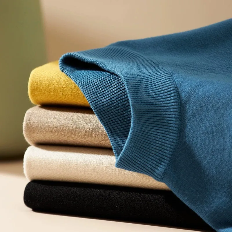 

Men's Thiened Long Sve Knitted Sweater f High Collar Loose Mid-Ne Winter Faion Casual Color T-irt