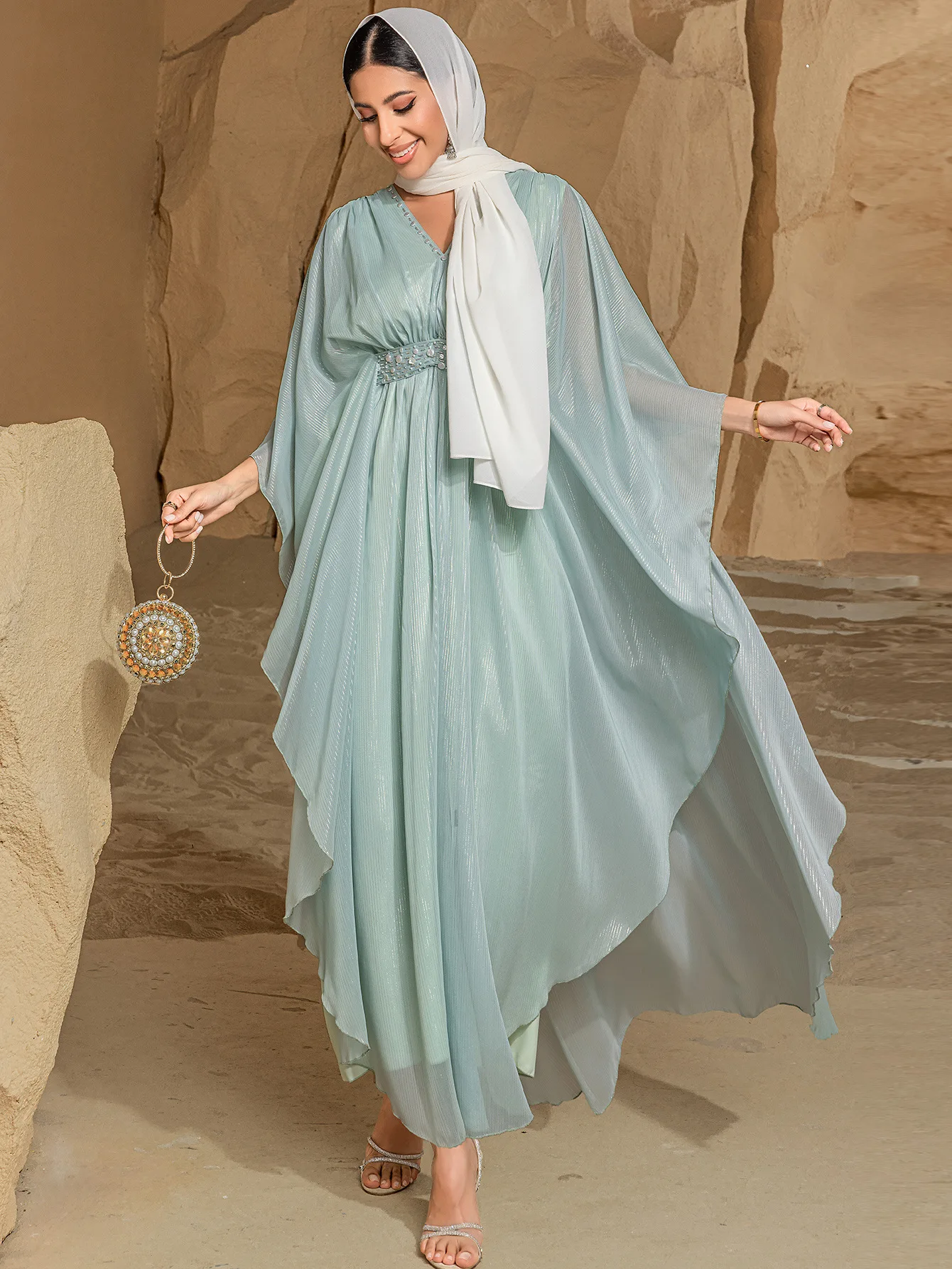 

Dubai Abaya Diamonds Women Long Dress Prayer Clothes Kaftan Muslim Robe Eid Ramadan Caftan Islamic Marocain Femme Jalabiya New