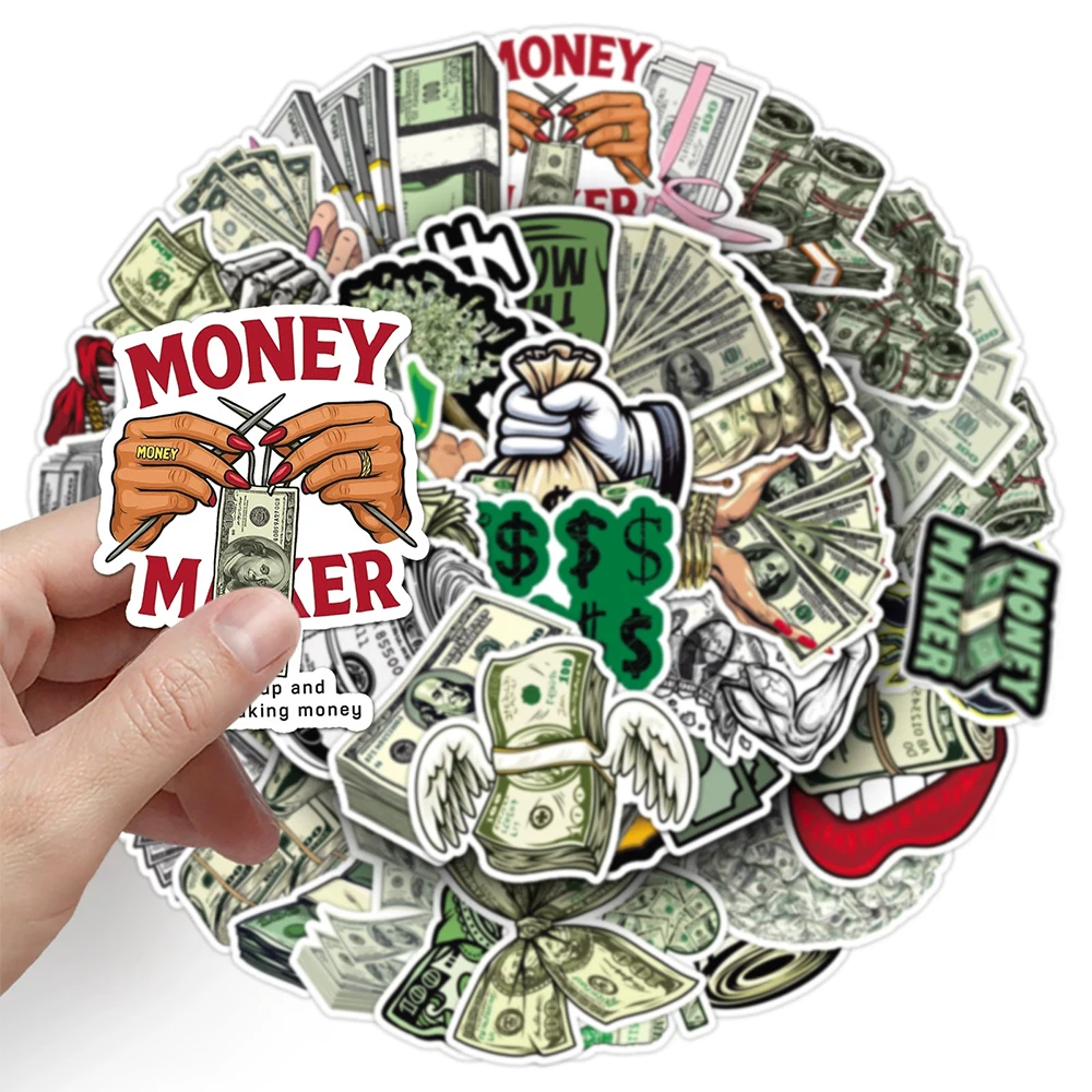 10/30/50pcs Cool Dollar Money Maker Stickers Personalized Graffiti Decals DIY Suitcase Laptop Phone Bike Cartoon Sticker Packing
