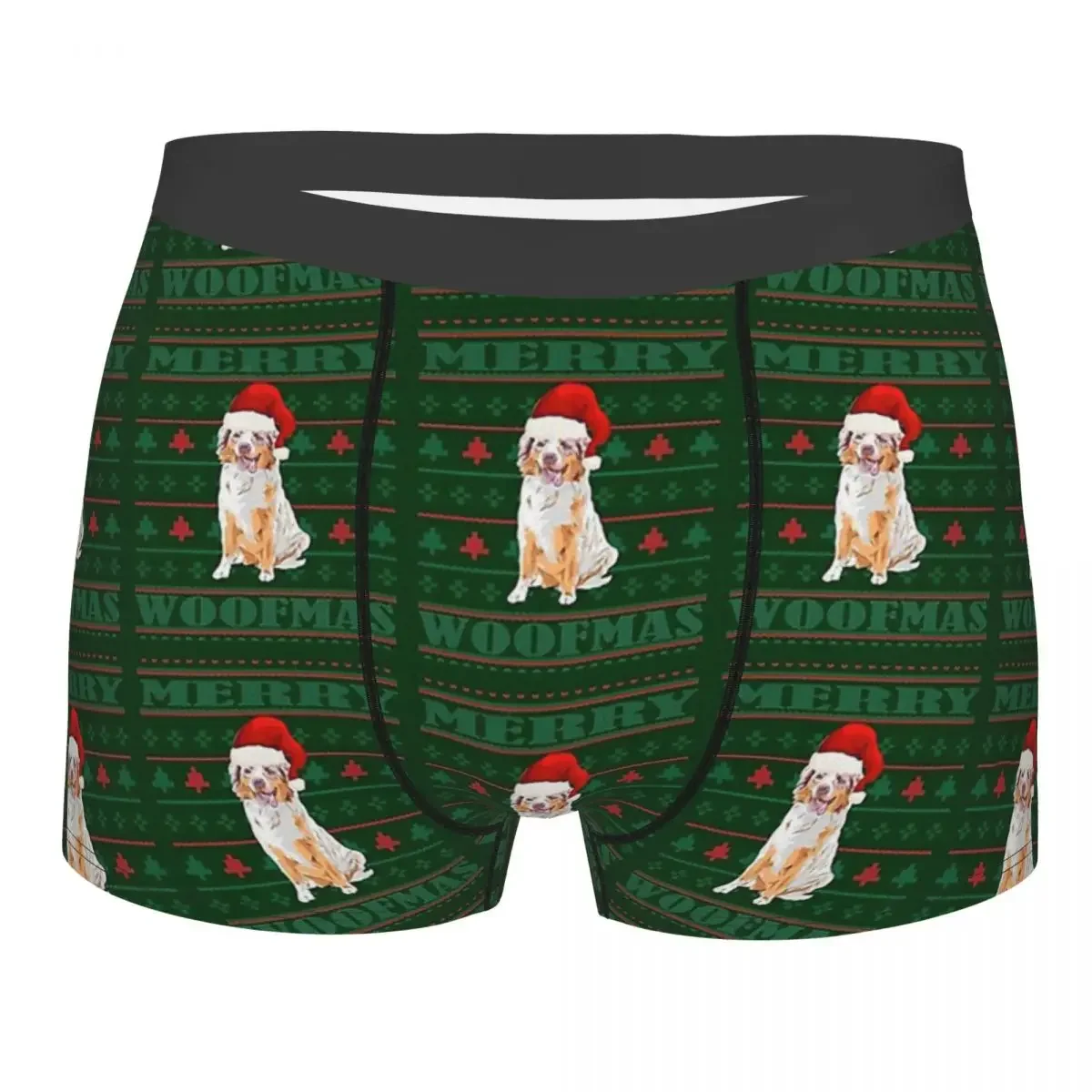 Ugly Christmas Sweater Australian Shepherd Meme Dog Doge Underpants Cotton Panties Men's Underwear Print Shorts Boxer Briefs