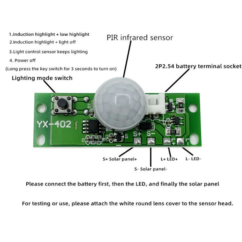 Solar Lamp Board Control Sensor 3.7V DIY Infrared Human Body Induction Circuit Board Solar Lamp Photosensitive Controller