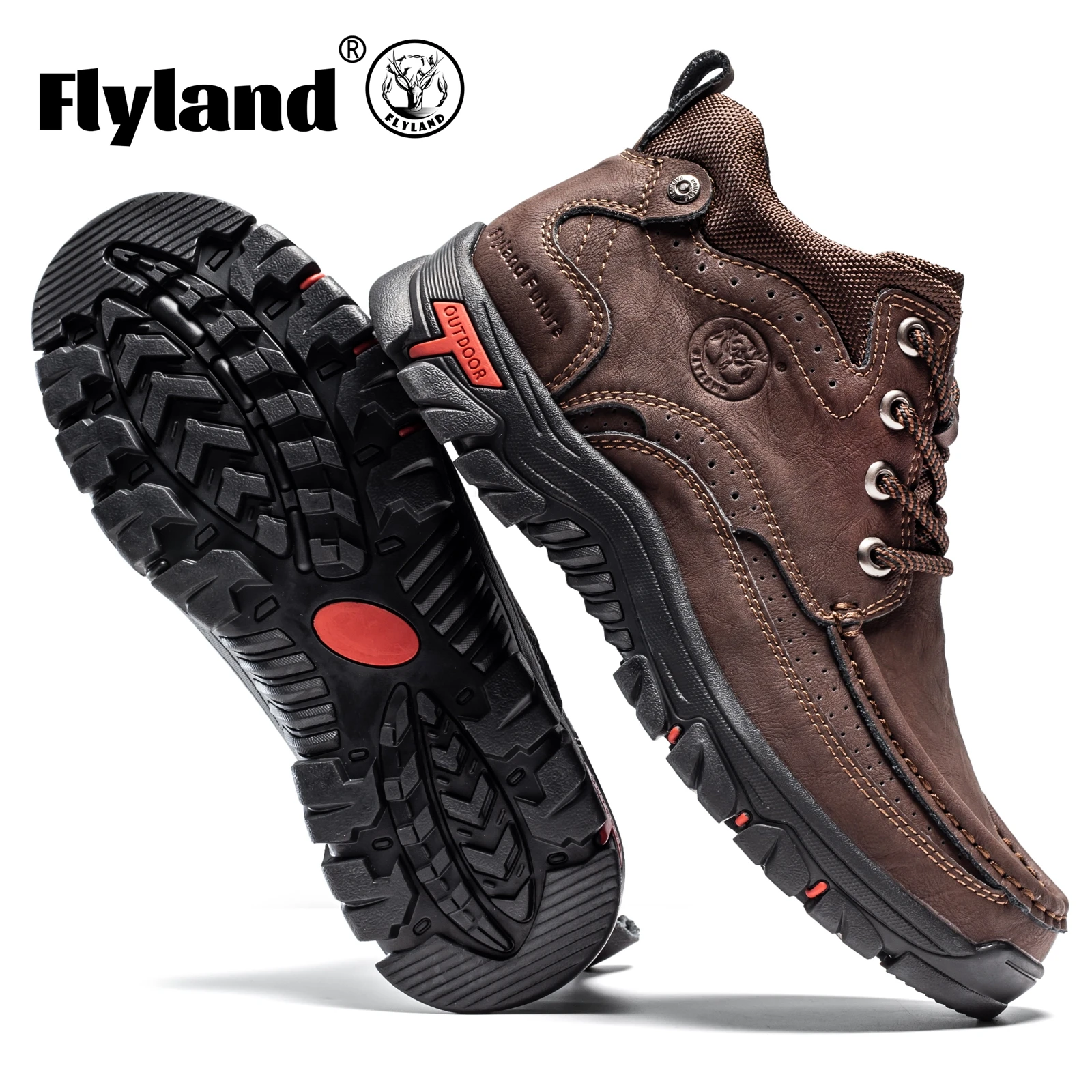 FLYLAND Men's Chukka Boots Casual Leather Shoes Fashion Vintage Handmade Male Sneakers