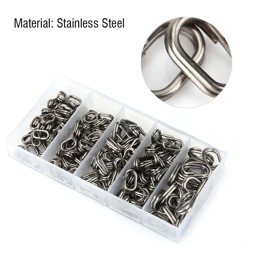 100pcs Stainless Steel Oval Split Rings Snap Fishing Split Rings for Hard Bait Carp Tool