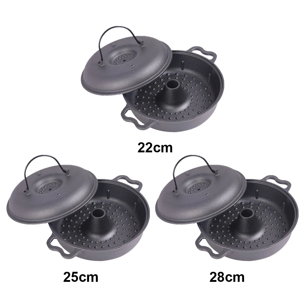 Cast Iron Roasted Sweet Potato Pan W/Lid Garlic Baker for Picnic Camping Patio Backyard Cooking