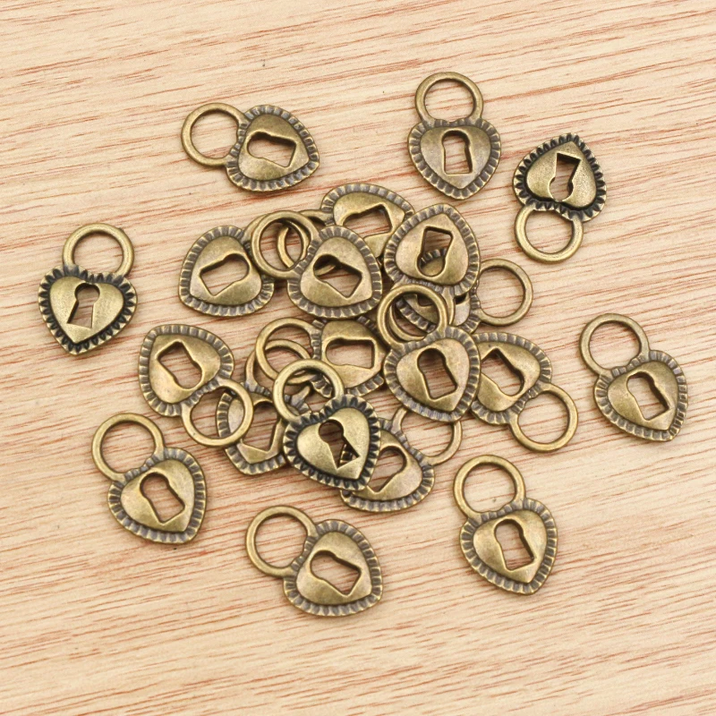 20pcs 17x11mm Antique Silver Plated Bronze Plated Heart Lock Charms Pendant:DIY for bracelet necklace