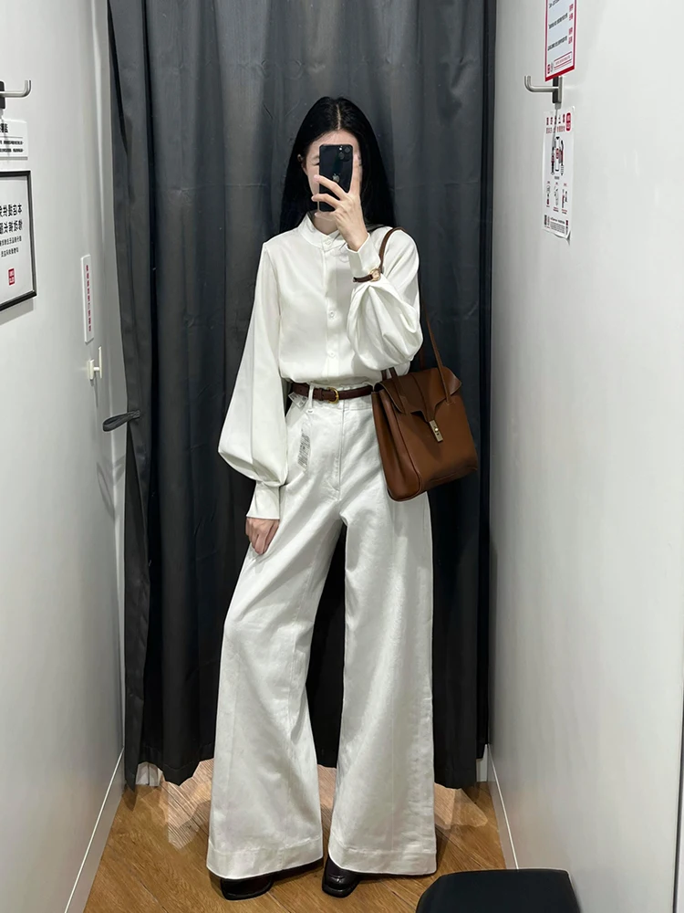 

Loose Wide Leg Jeans Women's High Waist Slimming Loose Fit Flared Denim Pants Autumn Winter Casual Style Pure Color Long Trou...