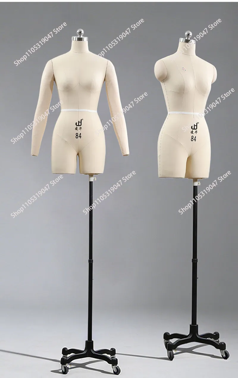 Linen Cover Body Female Mannequins with Legs for Clothing Design Bust Sewing Tailor Mannequin Dress Display Stand Can Pin