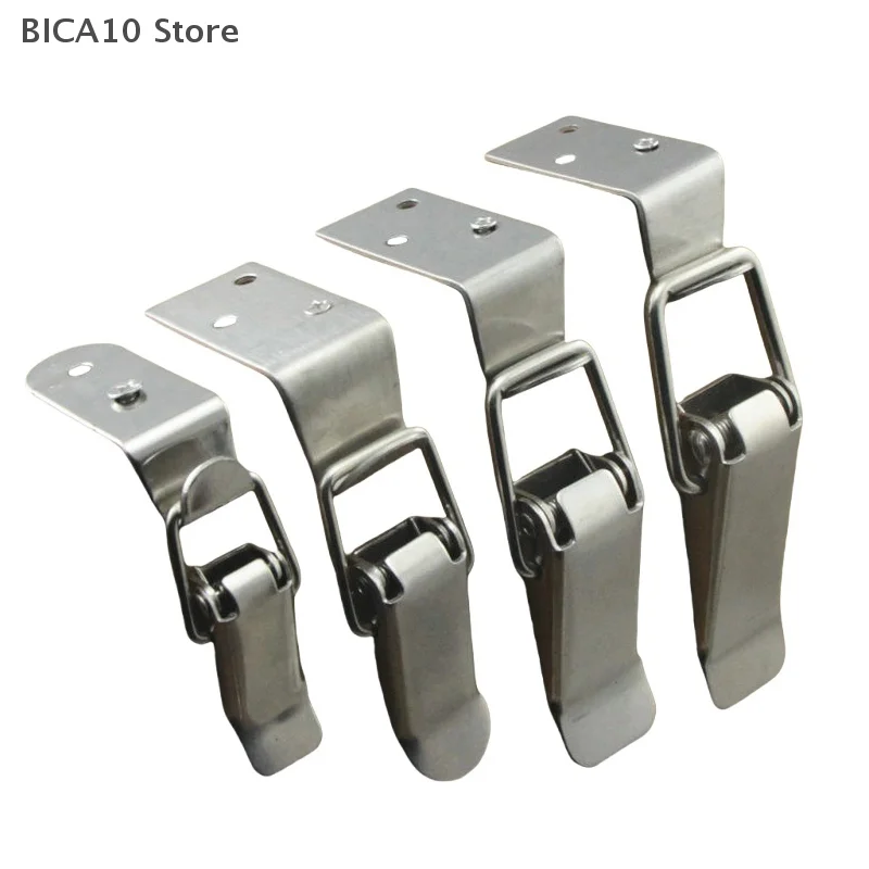 1 Set Porta dell'armadio Chiusure in metallo Chiusura della scatola da 90 gradi Serratura con fibbia a bocca d'anatra Gancio caricato a molla Disegna Toggle Hasps Morsetto