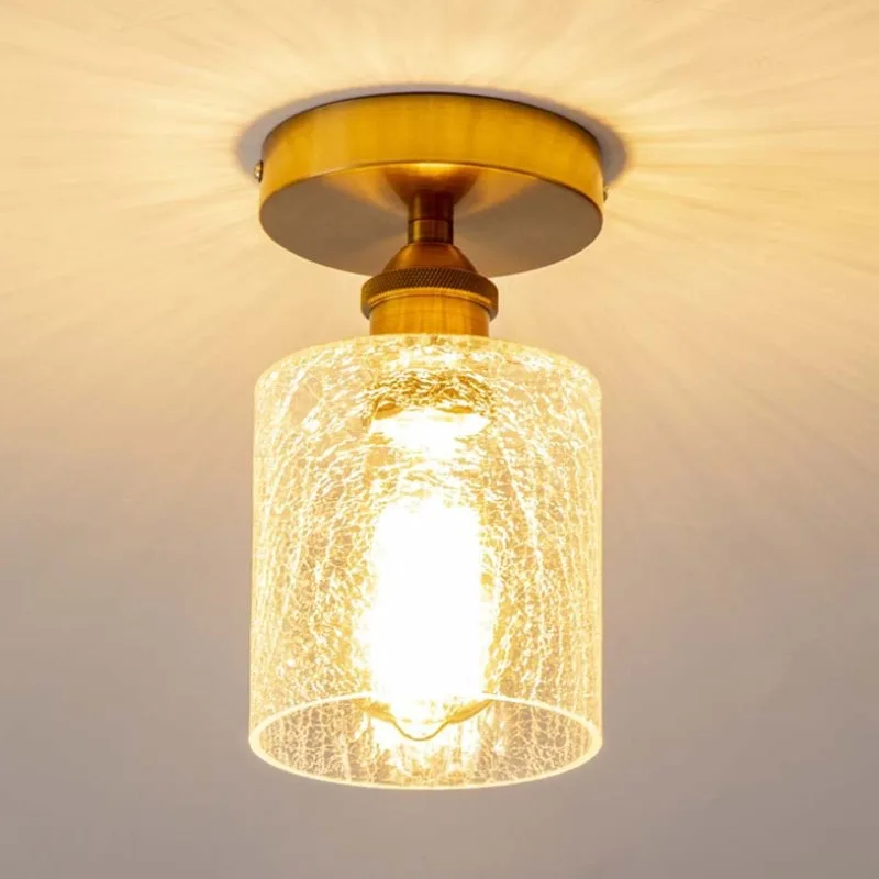 

American Retro Cracked Glass Ceiling Light Simple Single Head and Three Head Restaurant Bar Lights