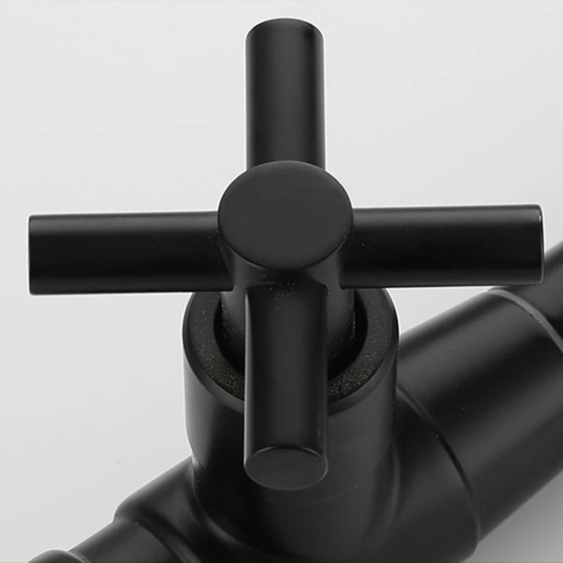 Black Wall Mount Basin Faucet Outdoor Garden Spout Mop Pool Tap Wash Faucet Single Cold Water Bathroom Kitchen Sink Faucets