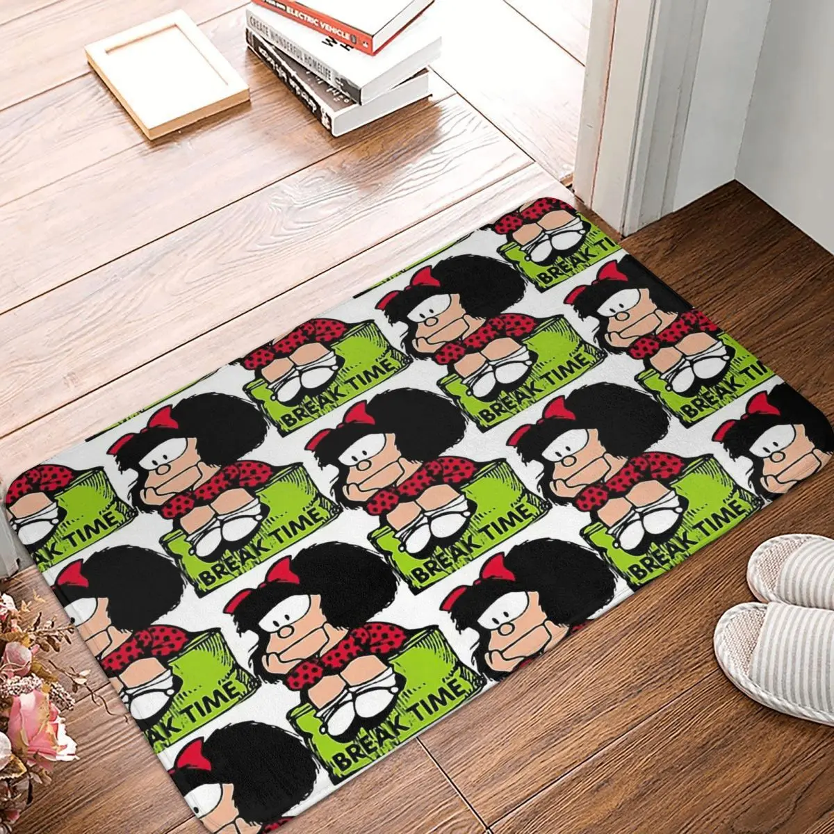 Mafalda Cheerful Bright Intelligent Girl Non-slip Doormat Break Time Sitting And Relaxing Position Mat Prayer Carpet Flannel