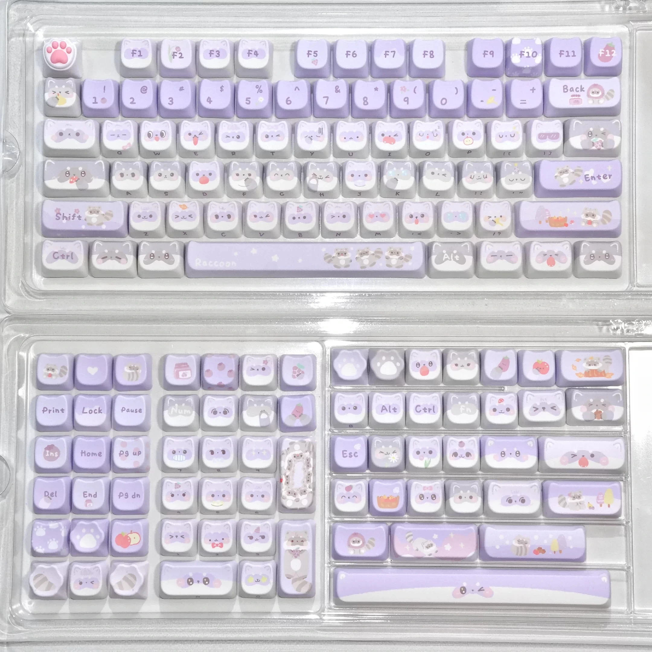 Original Purple Kawaii Keycaps 141-Keys MAO Silhouette PBT Material Dye-Sublimation  Mechanical Keyboard Key Cap with Mx Switch