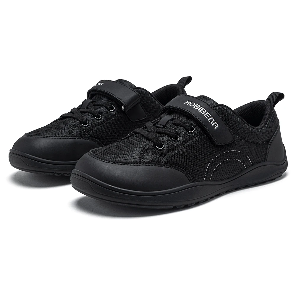 HOBIBEAR Breitpassform Kinderschuhe Barfuß-Sneaker mit Klettverschluss Kunstleder Mesh Leichte Zero-Drop Laufschuhe – Detail 8