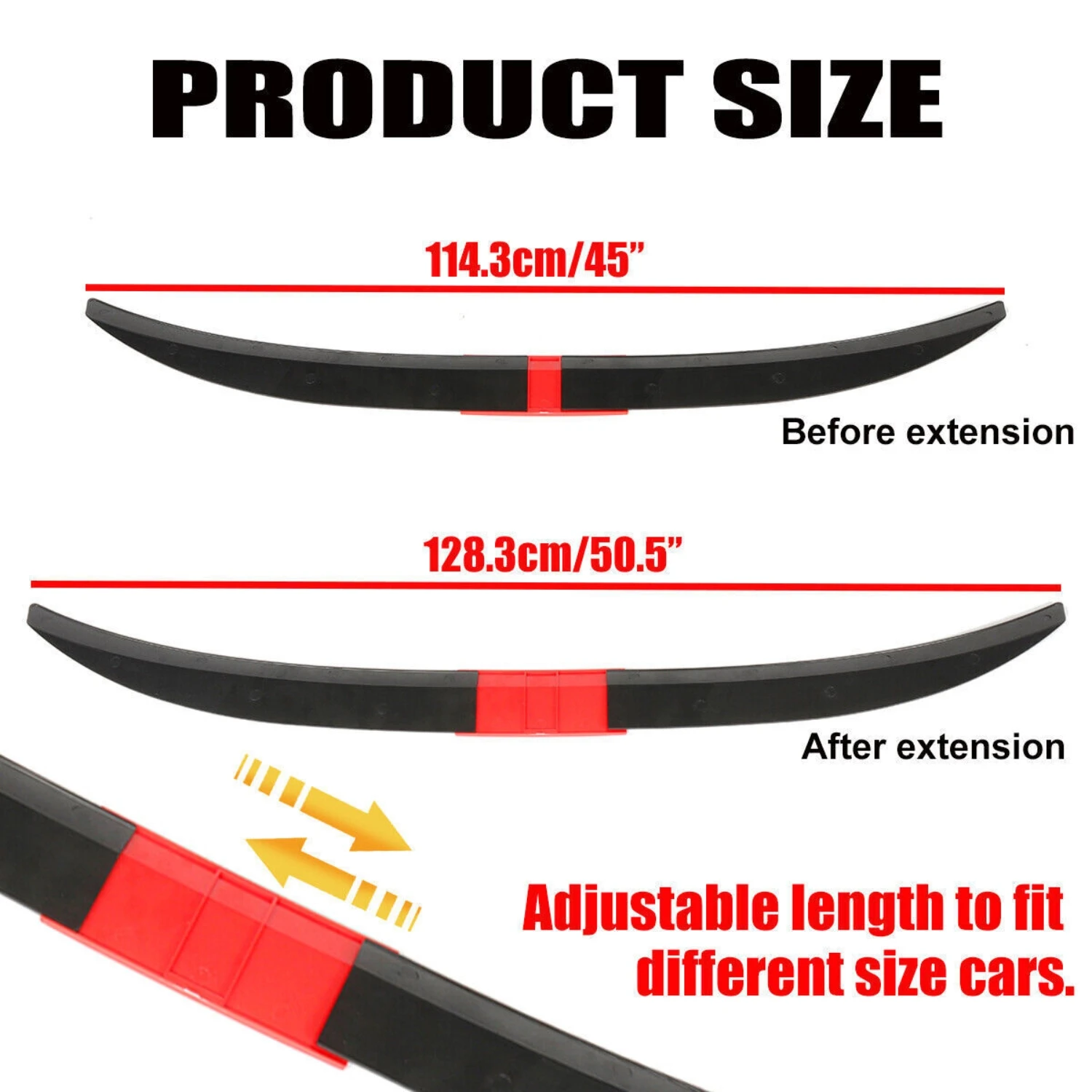 New Car ABS Universal Black + Red Fiber Accessory Car Spoiler Soft Car Rear Roof Trunk Spoiler Rear Wing Lip Trim Stick