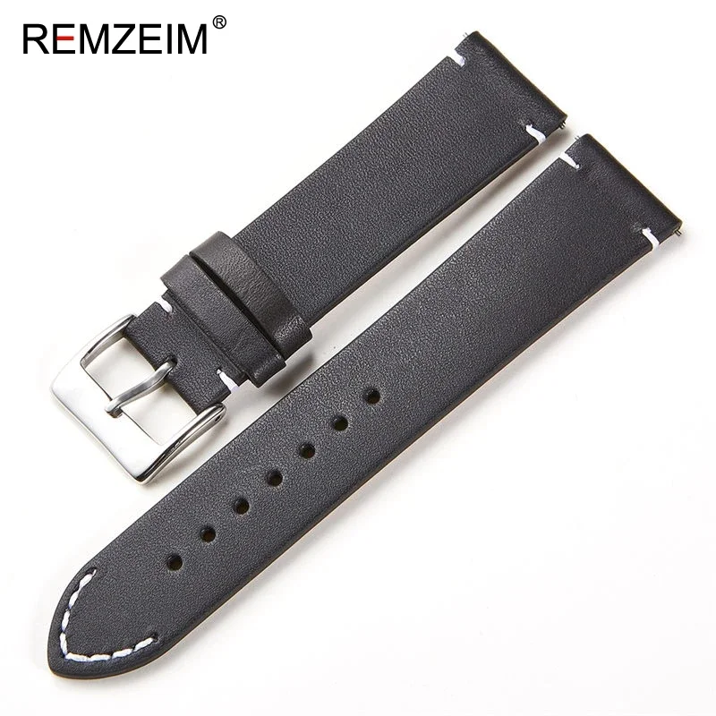 18 20 22 24mm Calfskin Leather Watch band Strap for Amazfit Huawei GT Galaxy Watch 42 46mm Gear S3 WatchBand Quick Release