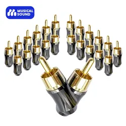 Musical Sound 2/8/24 Pieces RCA Plug Connectors Coaxial Cable Audio Adapter Gold Plated Hi-Fi Audio RCA Lotus Wire Connector