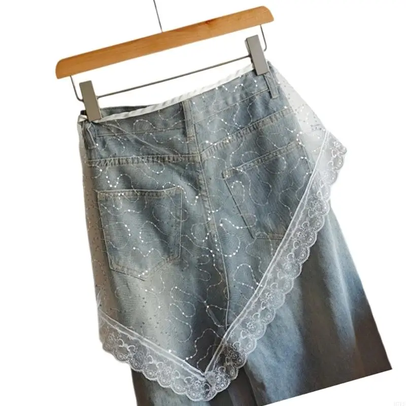 

Women Sequins Lace Triangle Mini Apron Half Skirt Corset Waist Tie Overlay Scarf H7EF