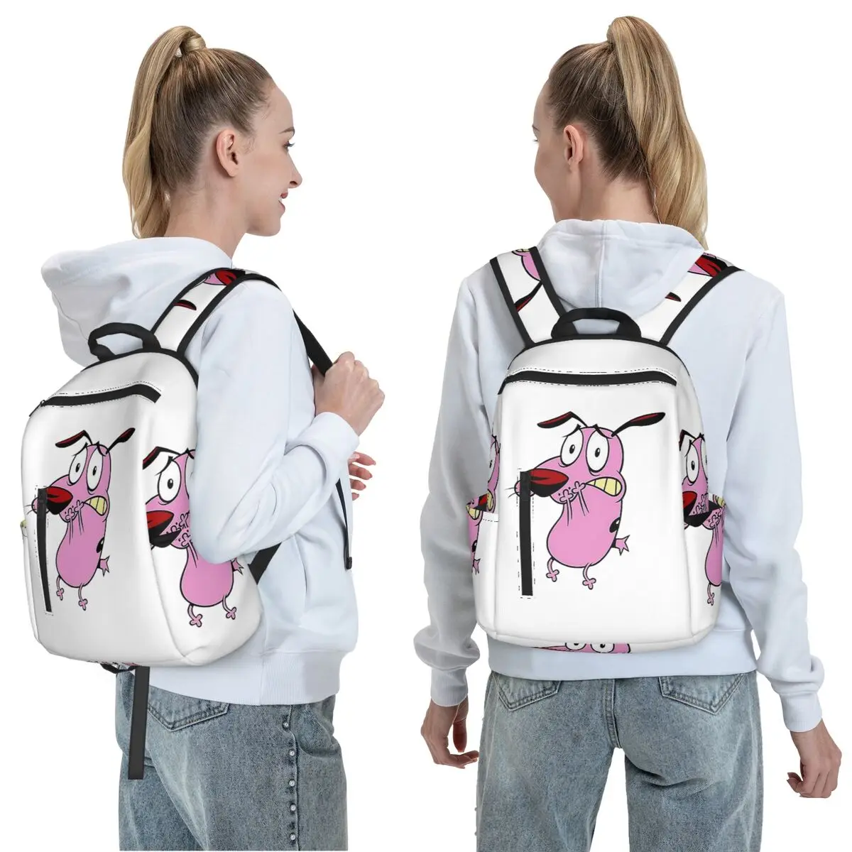 Cute Courageous Cowardlys Dog Backpack Daypack Large Capacity Kids BookBag School Bag Shoulder Bags for Men Women