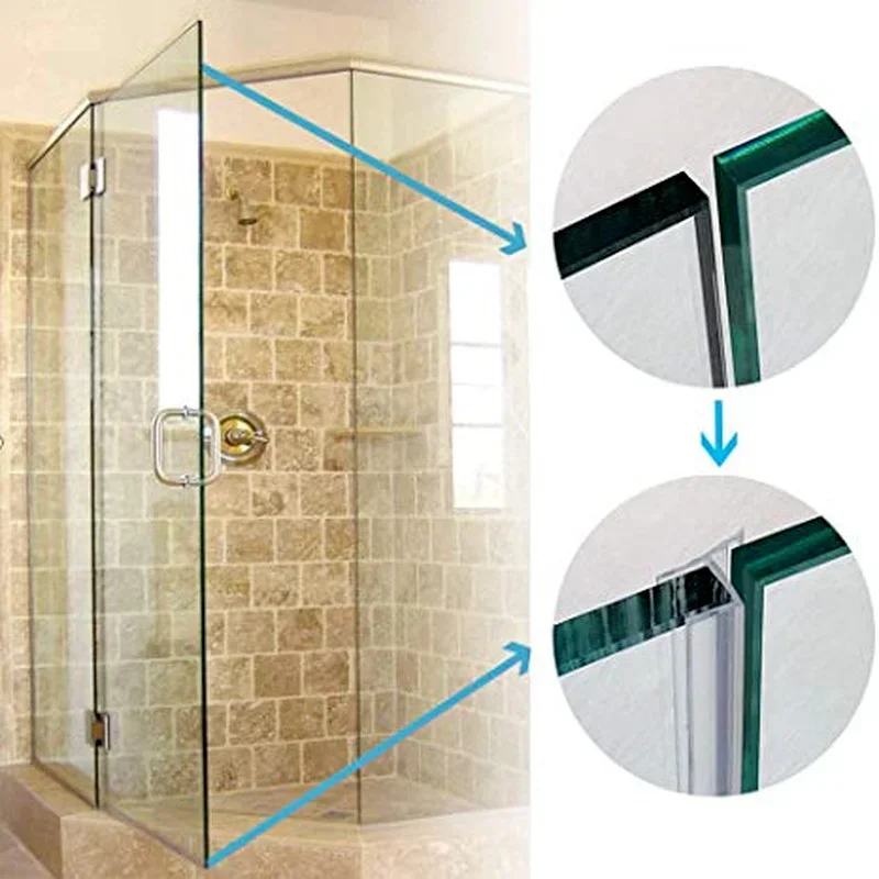 Glue-free Bath Shower Screen Door Seal Strip 4 to 12mm Rubber Glass Door Weatherstrip Portable Window Glass Fixture Accessories