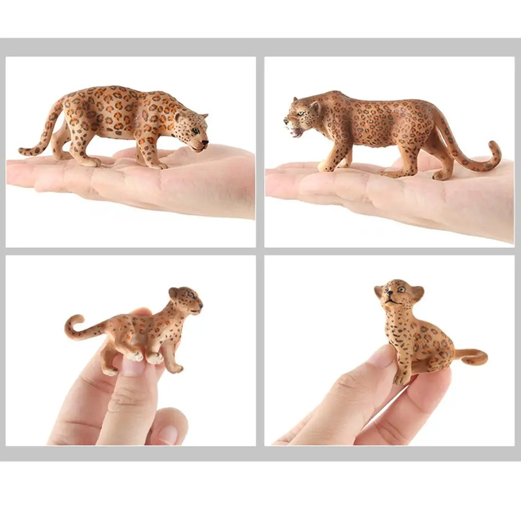 

Vivid Leopard Figurines, 2 Big Leopards and 2 Young Leopards, 4pcs/set