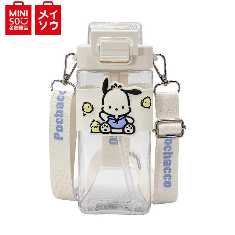 MINISO New Sanrio Kids Straw Cup Cartoon Pochacco Large Capacity 650ML Clear Plastic Cup for Girls Gift Fashionable and Simple