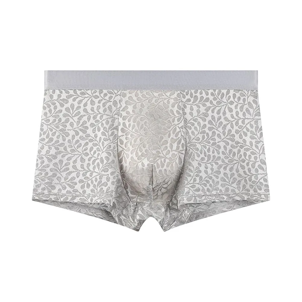 Men's Panties Boxers Shorts Leaves Mesh Ice Silk Breathable Texture Underpant Quick Dry Underwear For Men Men