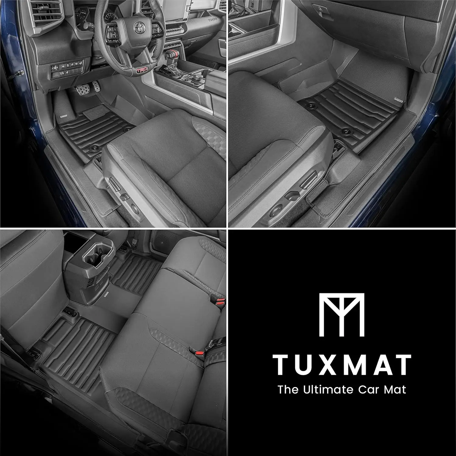Custom Car Mats for Toyota Tundra CrewMax 2022 - 2026, Rubber, All - Weather, Maximum Coverage, 1st & 2nd Rows