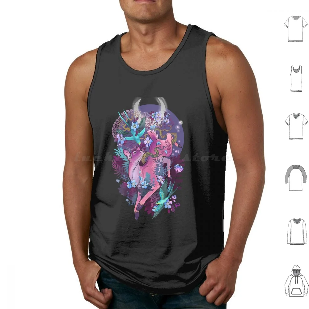 Camisetas sin mangas Mystic Midnight Pink White Tail Doe, chaleco sin mangas, rosa, rosa y morado, Mystical Pink Doe Do Deer Whitetail Deer